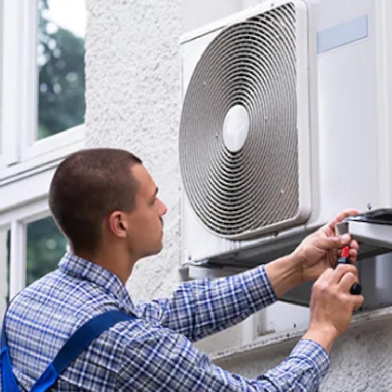 technician hvac repair at a client