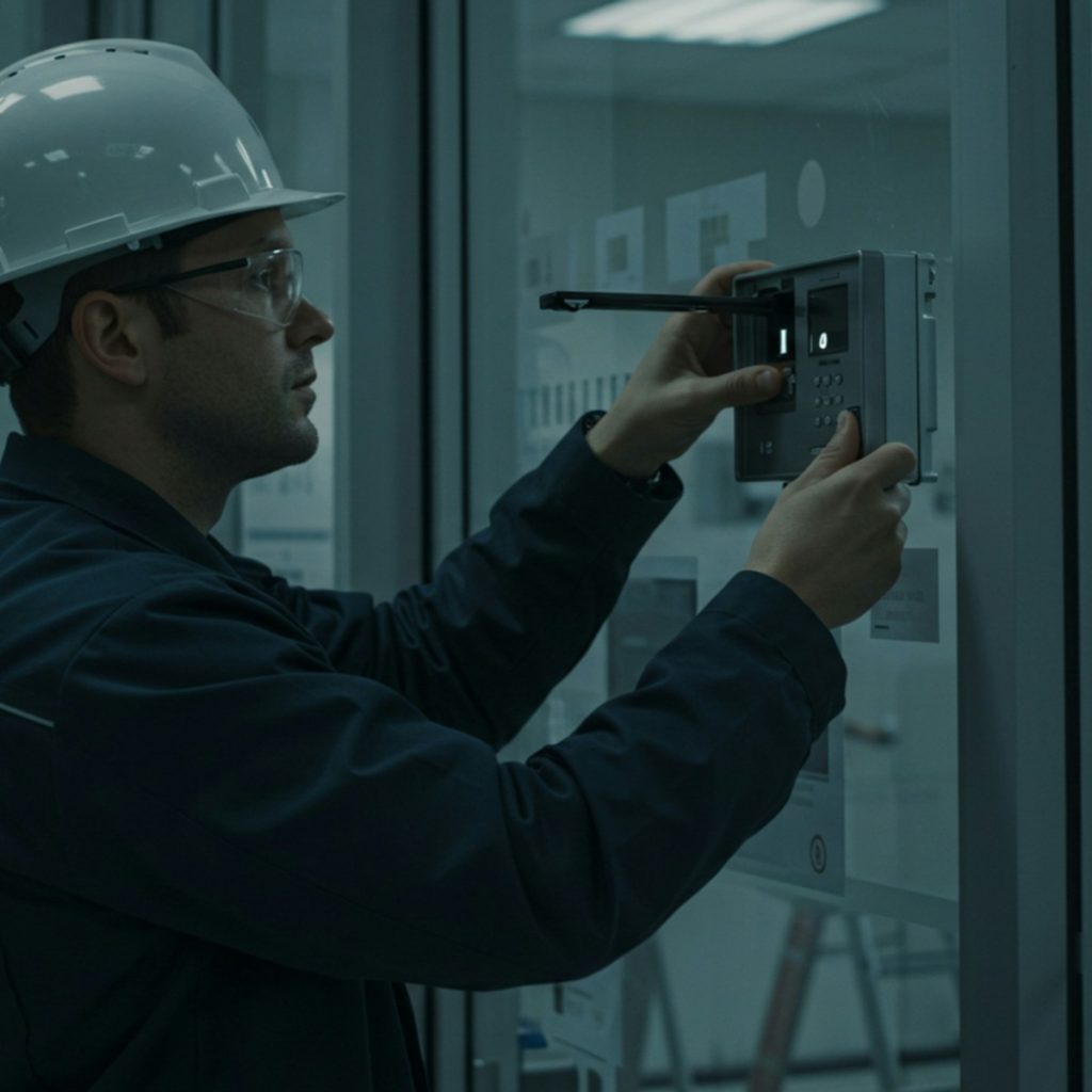 A service technician testing a wall-mounted system with a diagnostic meter as part of thorough Heating and HVAC System Services in Mexico Beach, FL.